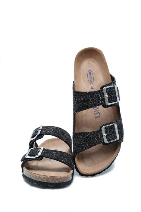 K15011 Kifidis Soft Step Kadın Çift Bantlı Mantar Terlik 36-41 Black/Siyah