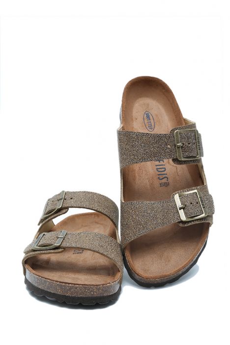 K15011 Kifidis Soft Step Kadın Çift Bantlı Mantar Terlik 36-41 Bronce/Bronz