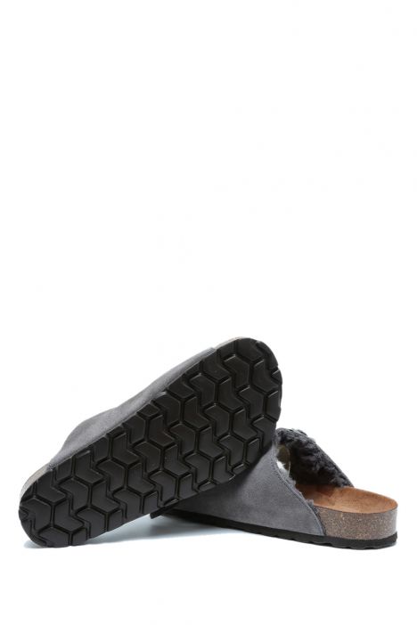 K15121SD Kifidis Soft Step Kadın Süet Deri Sabo Mantar Terlik 36-41 Gri/Grey