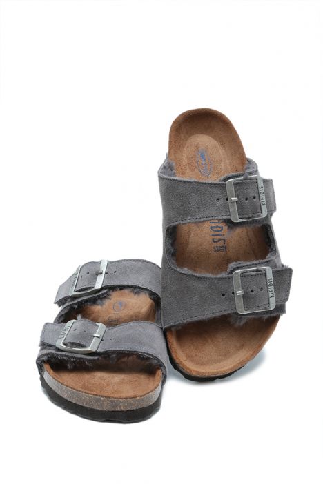 K15121SD Kifidis Soft Step Kadın Süet Deri Sabo Mantar Terlik 36-41 Gri/Grey