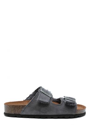 K15121SD Kifidis Soft Step Kadın Süet Deri Sabo Mantar Terlik 36-41 Gri/Grey