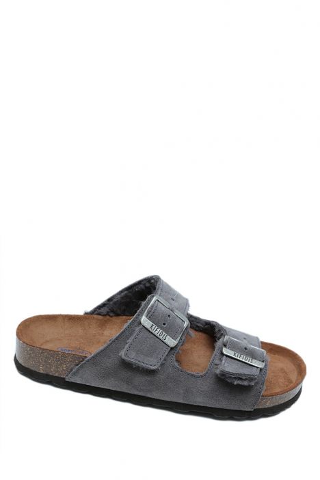 K15121SD Kifidis Soft Step Kadın Süet Deri Sabo Mantar Terlik 36-41 Gri/Grey
