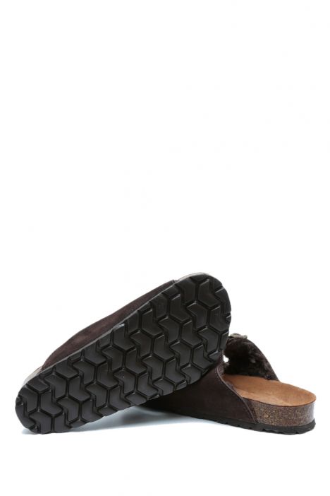 K15121SD Kifidis Soft Step Kadın Süet Deri Sabo Mantar Terlik 36-41 Koyu Kahve/Dark Brown