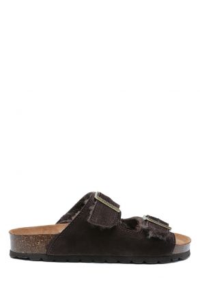 K15121SD Kifidis Soft Step Kadın Süet Deri Sabo Mantar Terlik 36-41 Koyu Kahve/Dark Brown