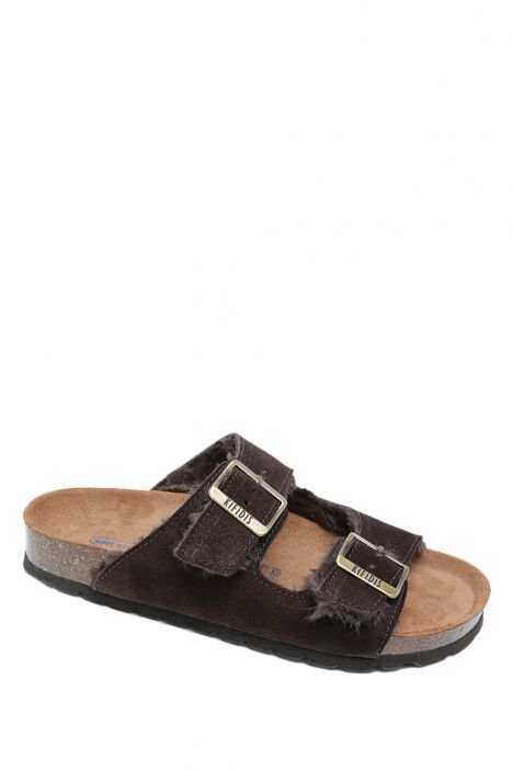 K15121SD Kifidis Soft Step Kadın Süet Deri Sabo Mantar Terlik 36-41 Koyu Kahve/Dark Brown