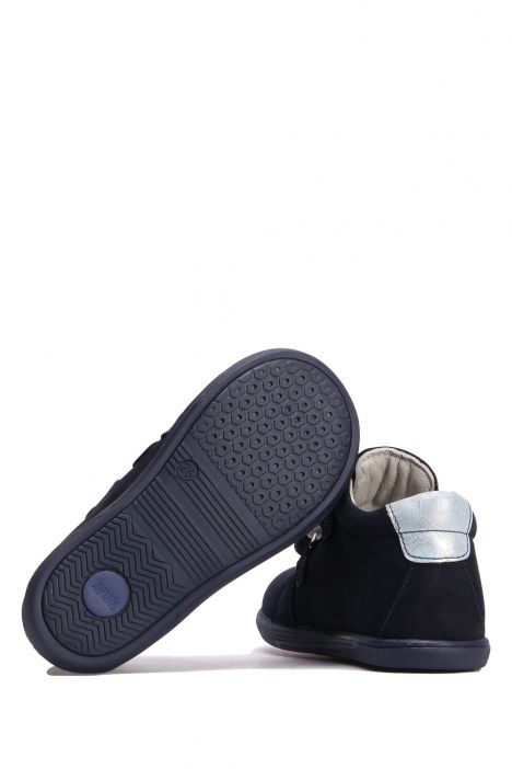 K151 Kifidis-Kids İlk Adım Kız Çocuk Deri Ayakkabı 21-26 Nubuk Lacivert / Nubuck Navy