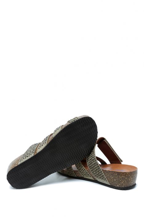K15236 Kifidis Soft Step Kadın Dolgu Topuklu Mantar Terlik 36-41 Oliva/Haki