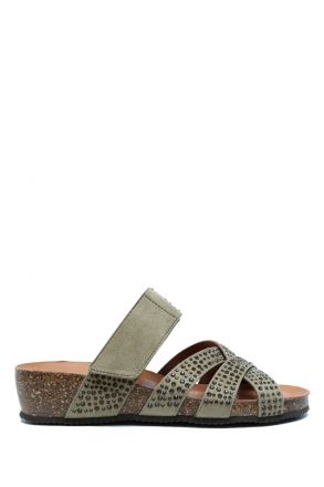 K15236 Kifidis Soft Step Kadın Dolgu Topuklu Mantar Terlik 36-41 Oliva/Haki