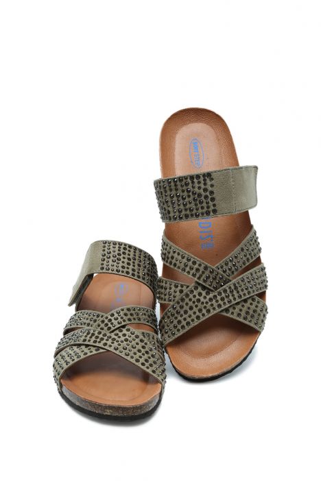 K15236 Kifidis Soft Step Kadın Dolgu Topuklu Mantar Terlik 36-41 Oliva/Haki