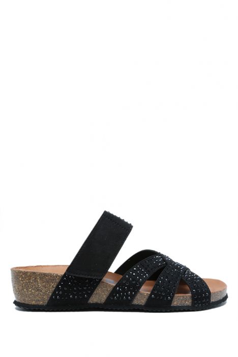 K15236 Kifidis Soft Step Kadın Dolgu Topuklu Mantar Terlik 36-41 Nero/Siyah