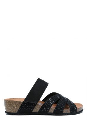 K15236 Kifidis Soft Step Kadın Dolgu Topuklu Mantar Terlik 36-41 Nero/Siyah