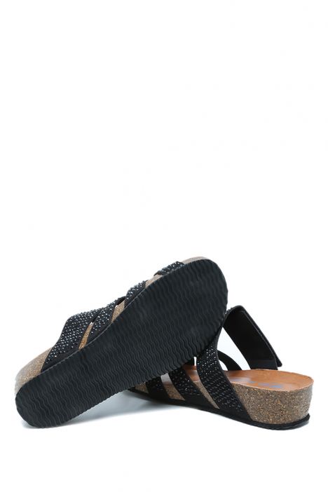 K15236 Kifidis Soft Step Kadın Dolgu Topuklu Mantar Terlik 36-41 Nero/Siyah