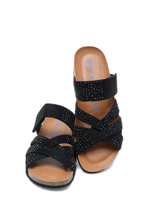 K15236 Kifidis Soft Step Kadın Dolgu Topuklu Mantar Terlik 36-41 Nero/Siyah