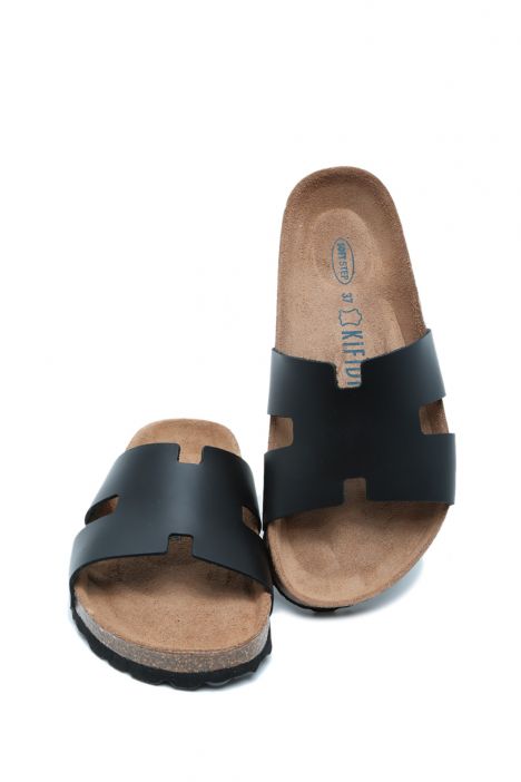 K15277 Kifidis Soft Step Kadın Tek Bantlı Mantar Terlik 36-41 Black/Siyah