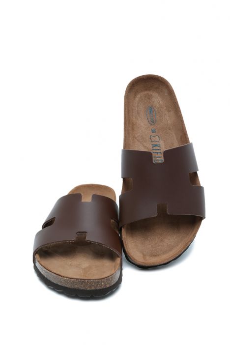 K15277 Kifidis Soft Step Kadın Tek Bantlı Mantar Terlik 36-41 Dk. Brown/Koyu Kahve