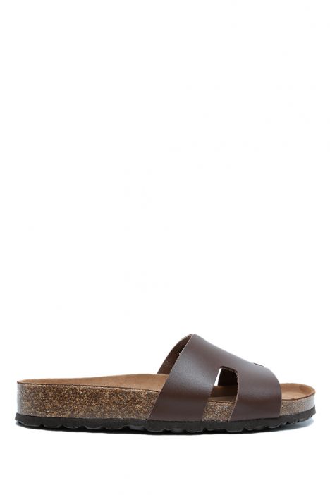 K15277 Kifidis Soft Step Kadın Tek Bantlı Mantar Terlik 36-41 Dk. Brown/Koyu Kahve