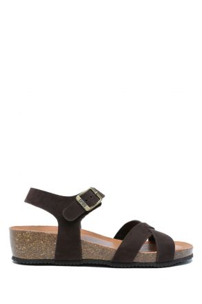 K15284 Kifidis Soft Step Kadın Dolgu Topuklu Mantar Sandalet 36-41 Dk. Brown/Koyu Kahve