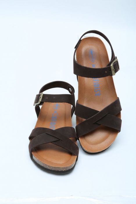 K15284 Kifidis Soft Step Kadın Dolgu Topuklu Mantar Sandalet 36-41 Dk. Brown/Koyu Kahve