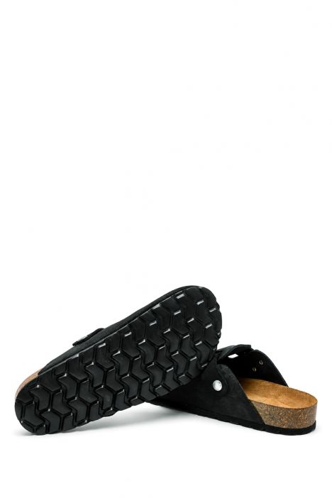 K15390SD Kifidis Soft Step Kadın Süet Deri Sabo Mantar Terlik 36-41 Siyah/Black