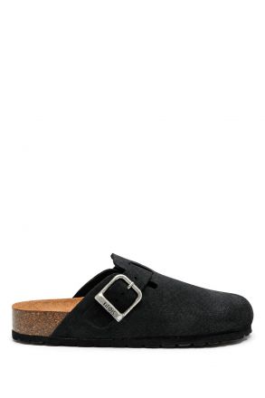 K15390SD Kifidis Soft Step Kadın Süet Deri Sabo Mantar Terlik 36-41 Siyah/Black