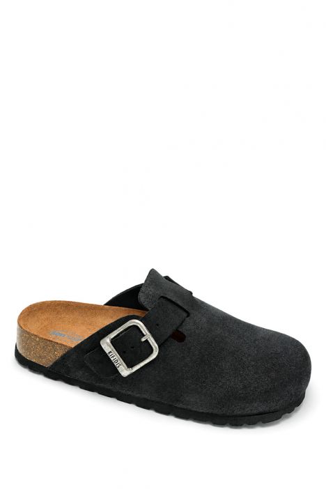 K15390SD Kifidis Soft Step Kadın Süet Deri Sabo Mantar Terlik 36-41 Siyah/Black