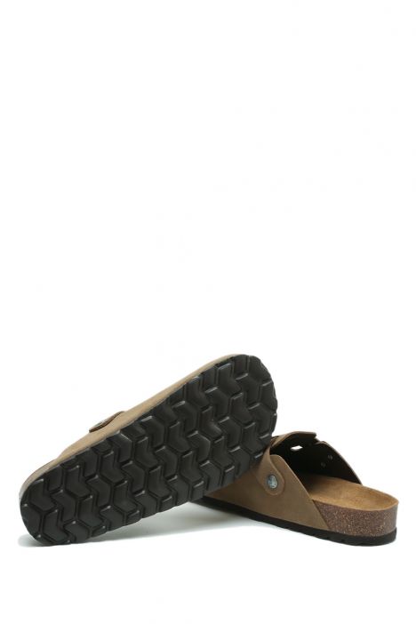 K15390SD Kifidis Soft Step Kadın Süet Deri Sabo Mantar Terlik 36-41 Bej/Taupe