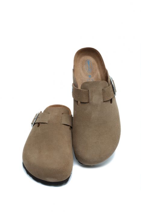 K15390SD Kifidis Soft Step Kadın Süet Deri Sabo Mantar Terlik 36-41 Bej/Taupe