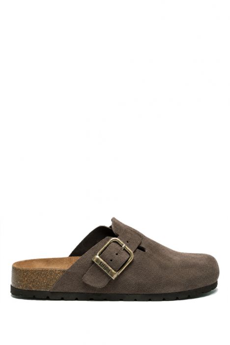 K15390SD Kifidis Soft Step Kadın Süet Deri Sabo Mantar Terlik 36-41 Koyu Kahve/Dark Brown