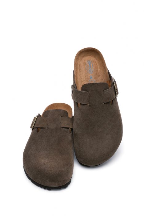 K15390SD Kifidis Soft Step Kadın Süet Deri Sabo Mantar Terlik 36-41 Koyu Kahve/Dark Brown