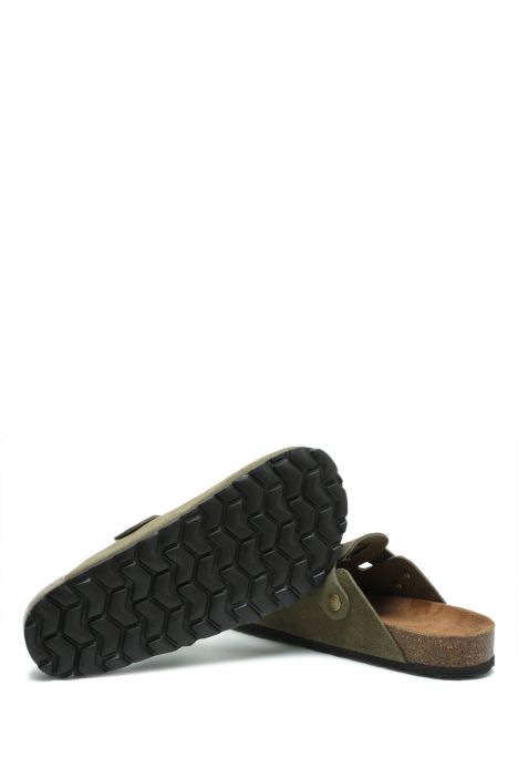 K15390SD Kifidis Soft Step Kadın Süet Deri Sabo Mantar Terlik 36-41 Haki/Khaki 552-032
