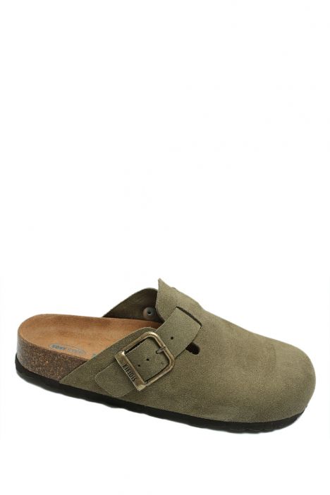 K15390SD Kifidis Soft Step Kadın Süet Deri Sabo Mantar Terlik 36-41 Haki/Khaki 552-032