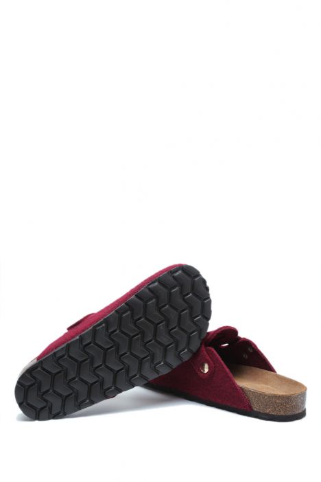 K15391KK Kifidis Soft Step Kadın Keçe Sabo Mantar Terlik 36-41 Bordo/Bordeaux