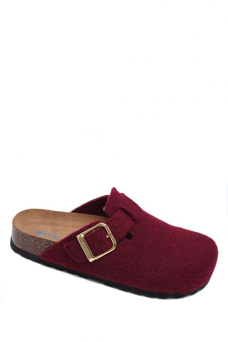 K15391KK Kifidis Soft Step Kadın Keçe Sabo Mantar Terlik 36-41 Bordo/Bordeaux