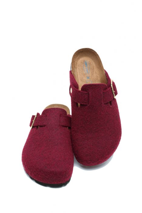 K15391KK Kifidis Soft Step Kadın Keçe Sabo Mantar Terlik 36-41 Bordo/Bordeaux