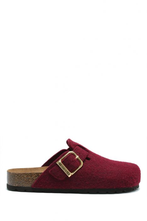 K15391KK Kifidis Soft Step Kadın Keçe Sabo Mantar Terlik 36-41 Bordo/Bordeaux