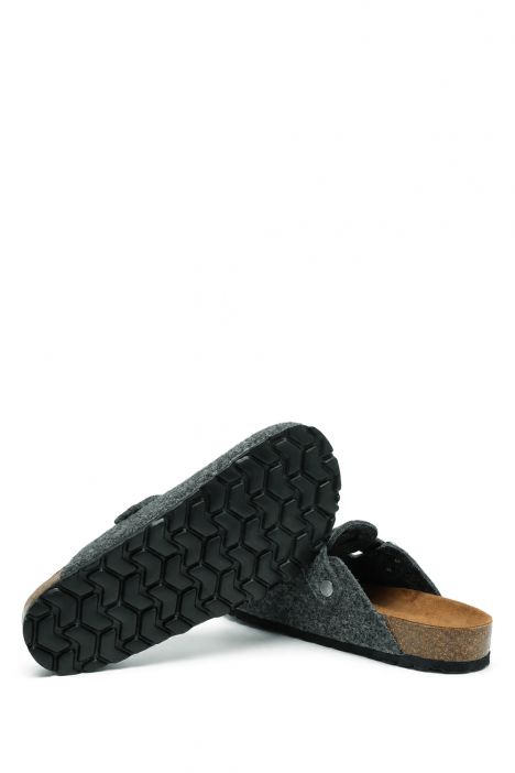 K15391KK Kifidis Soft Step Kadın Keçe Sabo Mantar Terlik 36-41 Koyu Gri Keçe/Dk Grey Felt