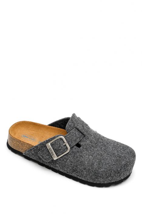 K15391KK Kifidis Soft Step Kadın Keçe Sabo Mantar Terlik 36-41 Koyu Gri Keçe/Dk Grey Felt
