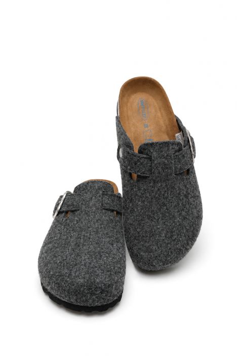 K15391KK Kifidis Soft Step Kadın Keçe Sabo Mantar Terlik 36-41 Koyu Gri Keçe/Dk Grey Felt