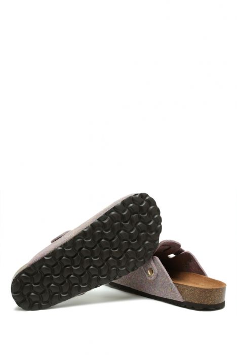 K15391KK Kifidis Soft Step Kadın Keçe Sabo Mantar Terlik 36-41 Lila/Lilac