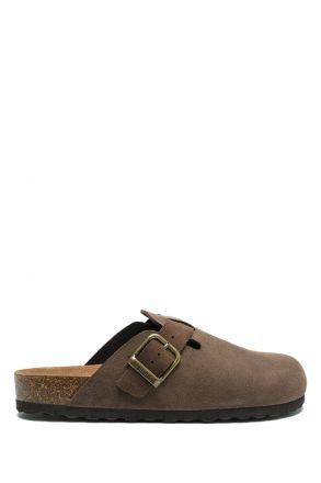 K15392DE Kifidis Soft Step Erkek Deri Sabo Mantar Terlik 40-45 Kahve Süet/Brown Suede