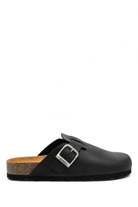 K15392DE Kifidis Soft Step Erkek Deri Sabo Mantar Terlik 40-45 Siyah/Black Oiled Leather