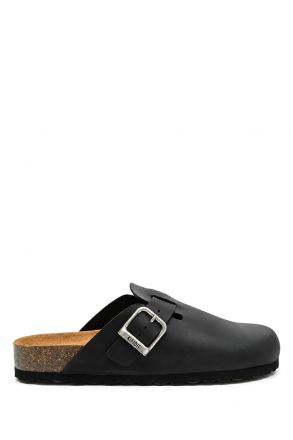 K15392DE Kifidis Soft Step Erkek Deri Sabo Mantar Terlik 40-45 Siyah/Black Oiled Leather