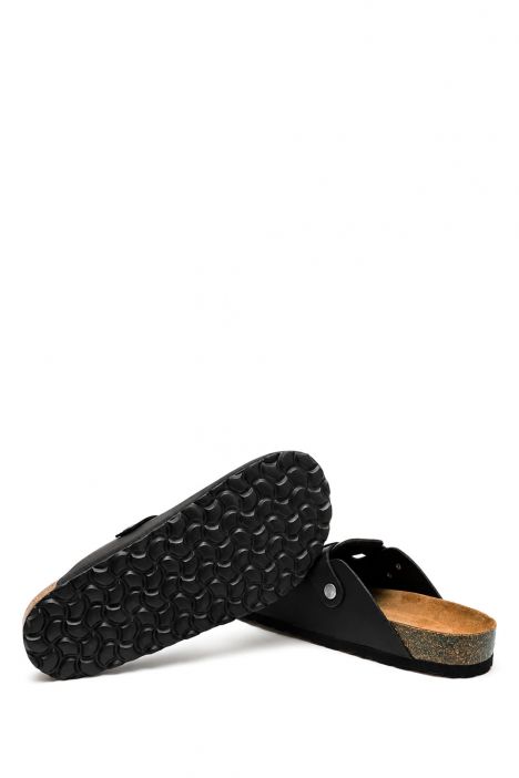 K15392DE Kifidis Soft Step Erkek Deri Sabo Mantar Terlik 40-45 Siyah/Black Oiled Leather