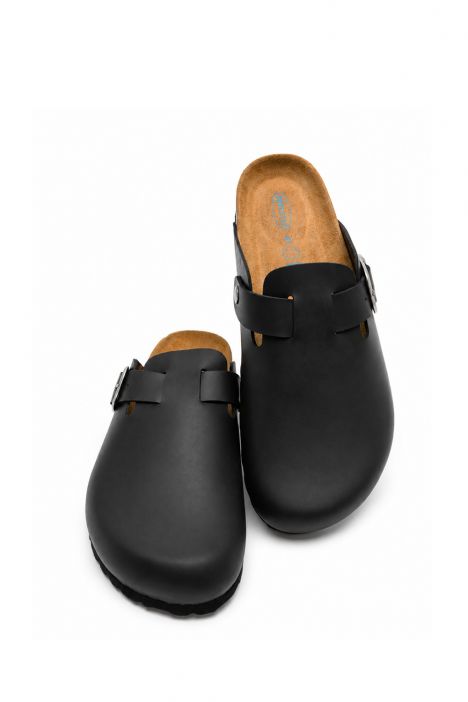 K15392DE Kifidis Soft Step Erkek Deri Sabo Mantar Terlik 40-45 Siyah/Black Oiled Leather