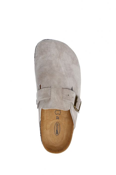 K196092SD Kifidis Soft Step Kadın Süet Deri Sabo Mantar Terlik 36-41 Kum Süet