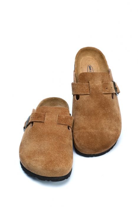 K196092SD Kifidis Soft Step Kadın Süet Deri Sabo Mantar Terlik 36-41 Konyak Süet