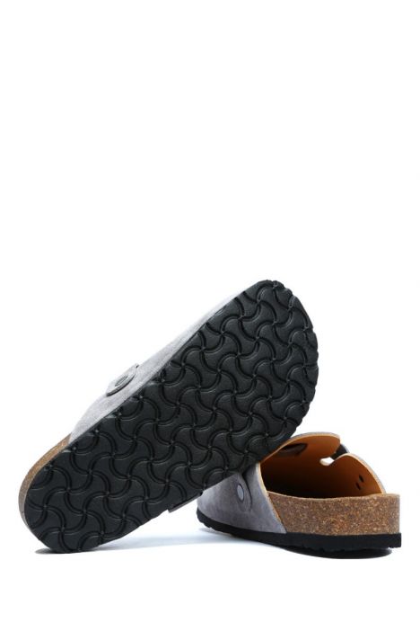 K196092SD Kifidis Soft Step Kadın Süet Deri Sabo Mantar Terlik 36-41 Gri Süet