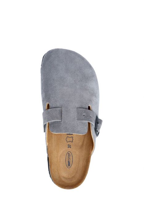 K196092SD Kifidis Soft Step Kadın Süet Deri Sabo Mantar Terlik 36-41 Gri Süet