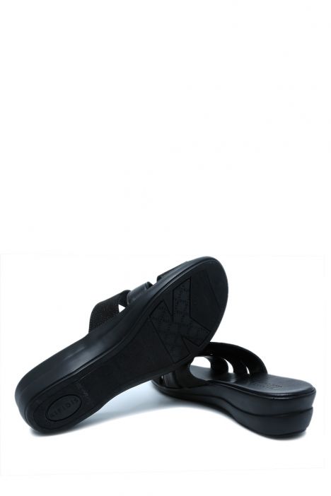 K1992-122 Kifidis Kadın Deri Terlik 36-41 Siyah / Black