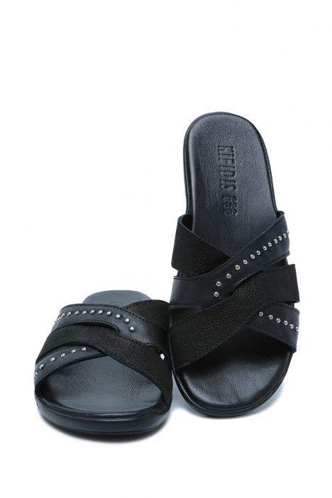 K1992-122 Kifidis Kadın Deri Terlik 36-41 Siyah / Black